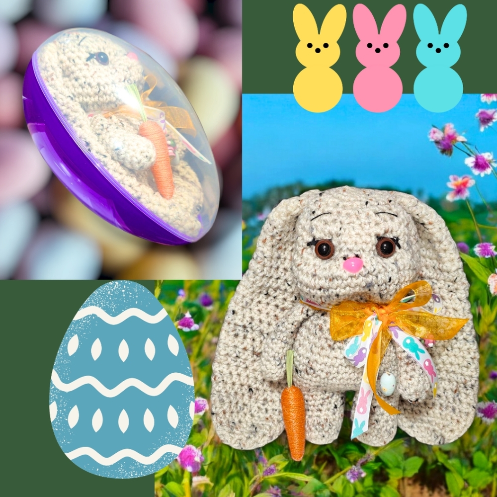 Handmade Crochet Baby Easter Bunny in Egg Plush Toy